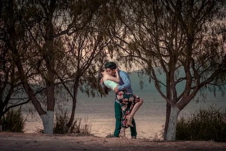 Male and Female Kissing Romantically